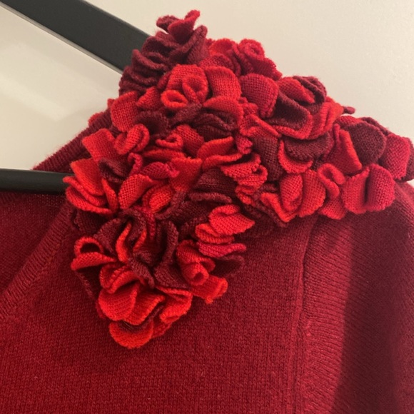 Cashmere and wool red dress with petal handiwork from Anthropologie - NWOT - Picture 4 of 5
